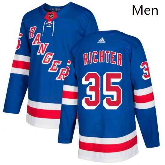 Mens Adidas New York Rangers 35 Mike Richter Authentic Royal Blue Home NHL Jersey